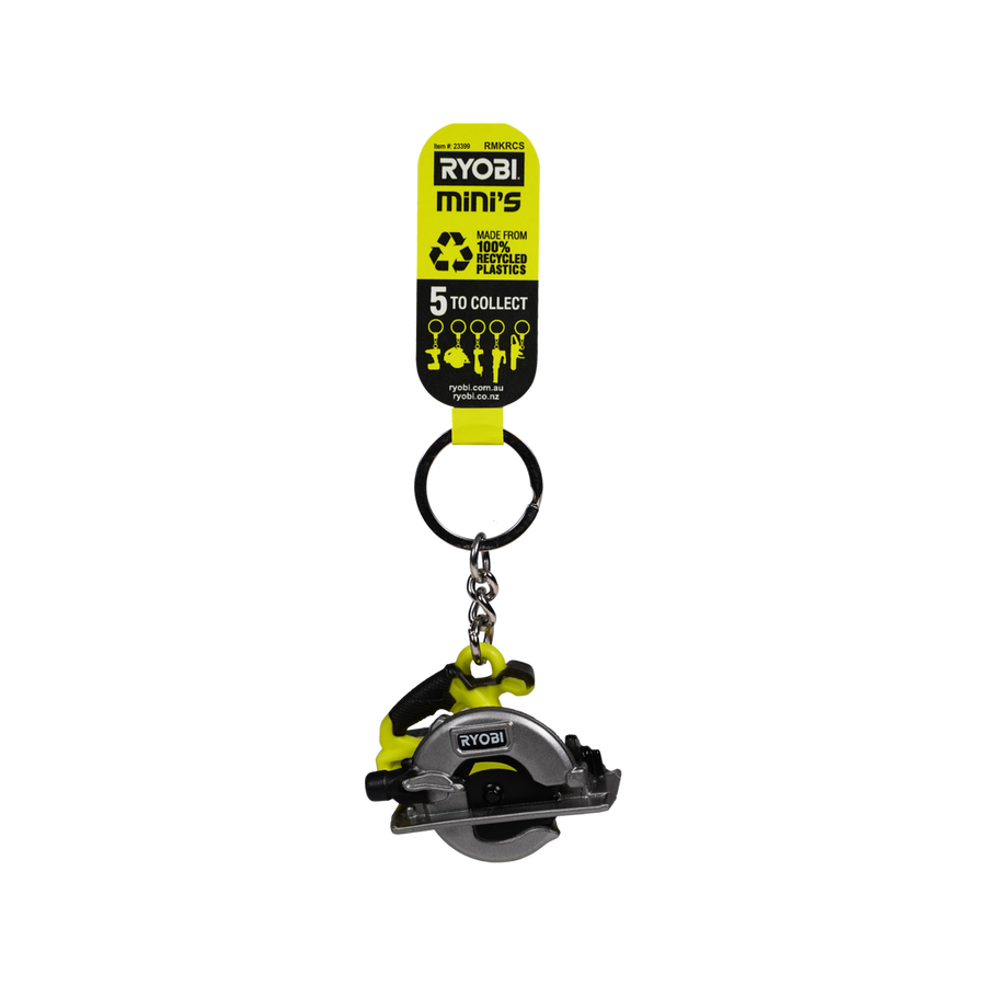 Ryobi Mini S Circular Saw Keyring - 42mm x 84mm x 24mm - Recycled Plastic - SuperSaverAU - view 1