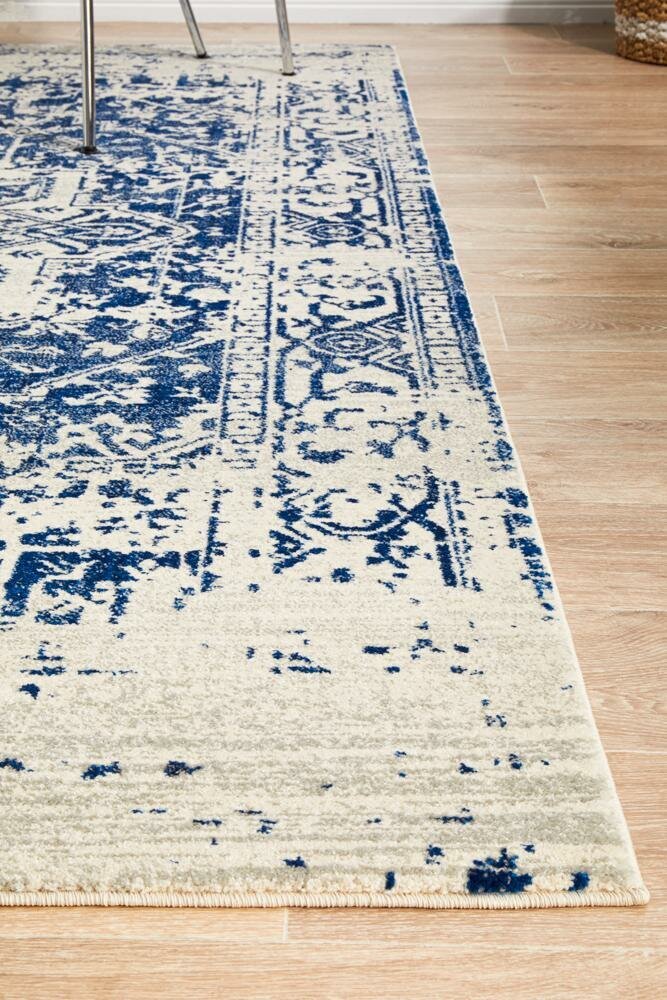 Rug Culture Evoke Large Power Loomed Rug 290x200cm - White Navy Polypropylene - Jute Weft - EVO253WNAV290X200