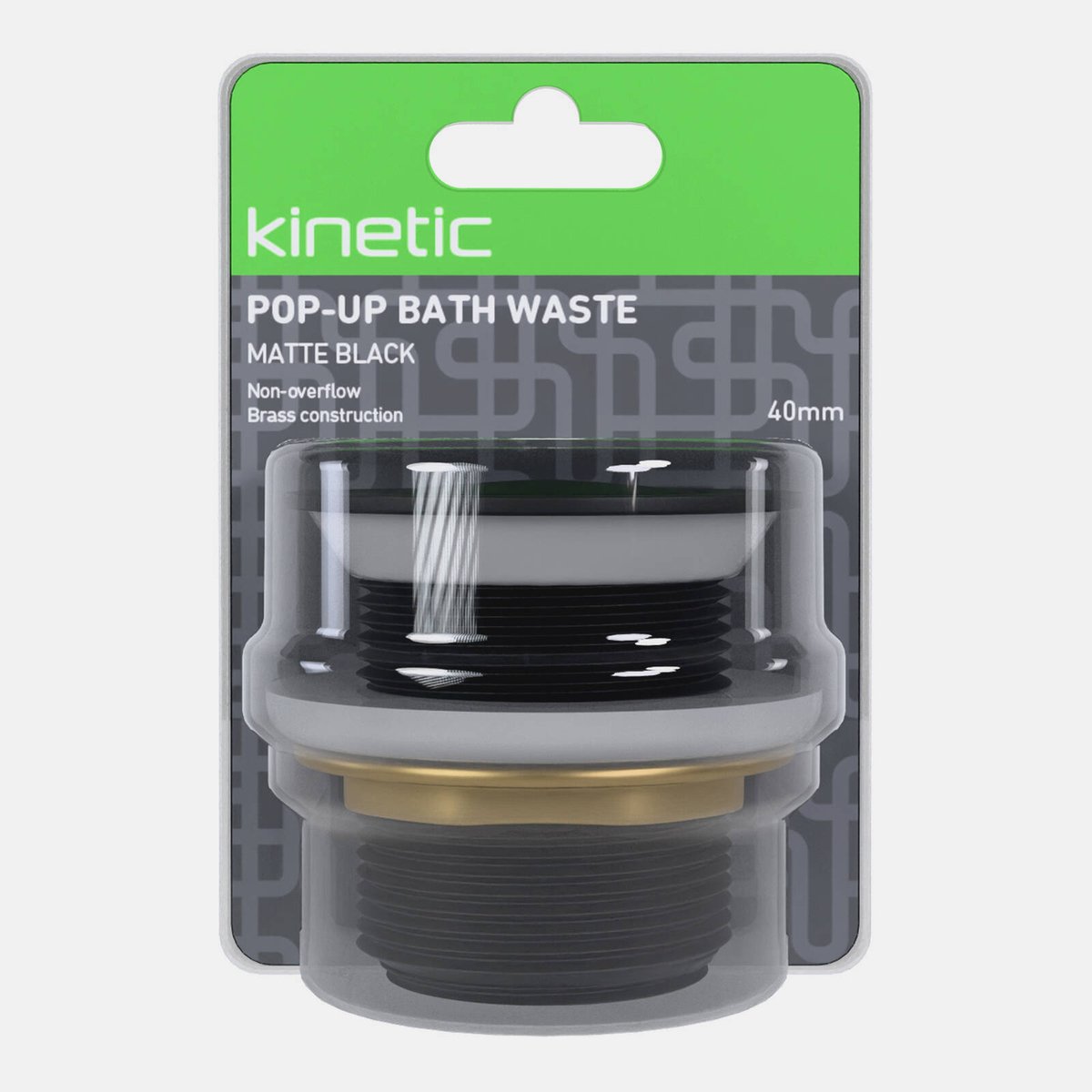 Kinetic 40mm Matte Black Non Overflow Pop Up Bath Waste - Durable Brass - WaterMark Certified - SuperSaverAU - view 2