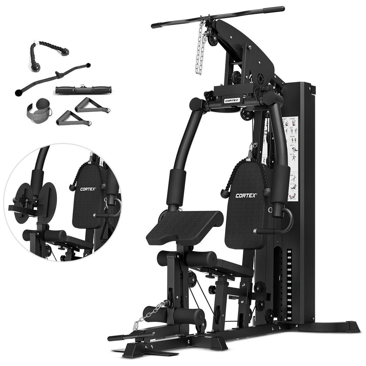 Cortex SS4 single station home gym - 46+ exercises - 73.5kg weight stack - chest and squat station - CSST-SS4