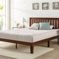 Zinus Double deluxe solid wood bed frame - dark brown pine, panelled headboard - AU-PWPBBHE-12D