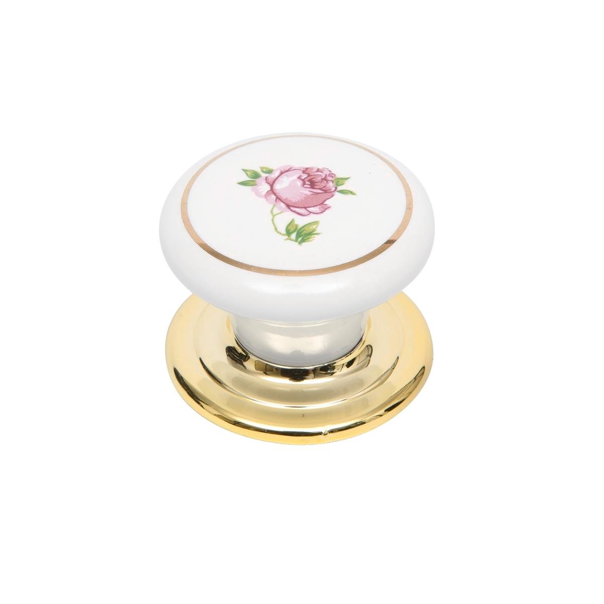 Prestige 38mm Ceramic Knob - White Pink Flower - Easy To Clean - SuperSaverAU - view 1
