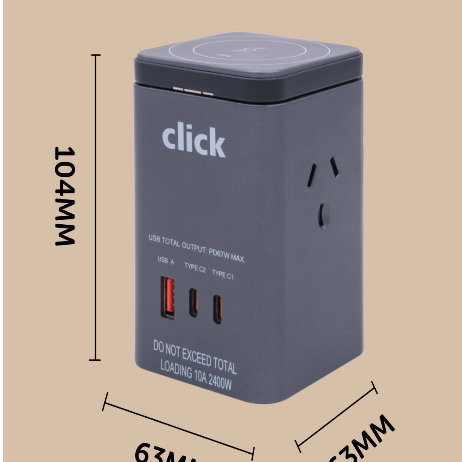 Click Power Station with PD67W USB Charger and 15W Wireless Charger CWPS2PD65