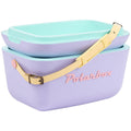 Polarbox Rainbow 12L Cooler - Lilac with Yellow Strap, Rose Logo and Rivet - PLBR12LR