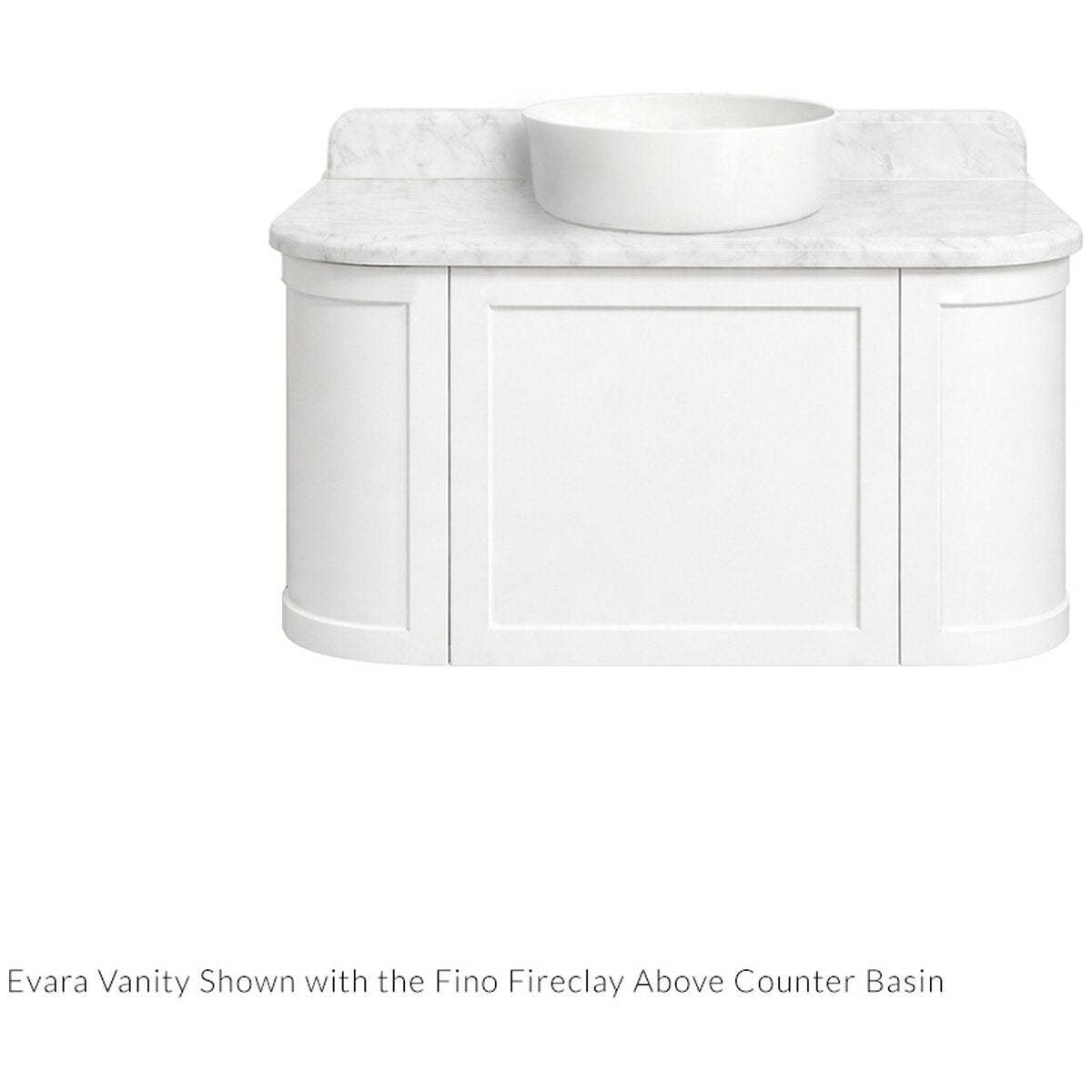 Turner Hastings Evara Wall Hung Vanity - Marble Top, White, No Taphole, Above Counter - EV953-WH-NTH