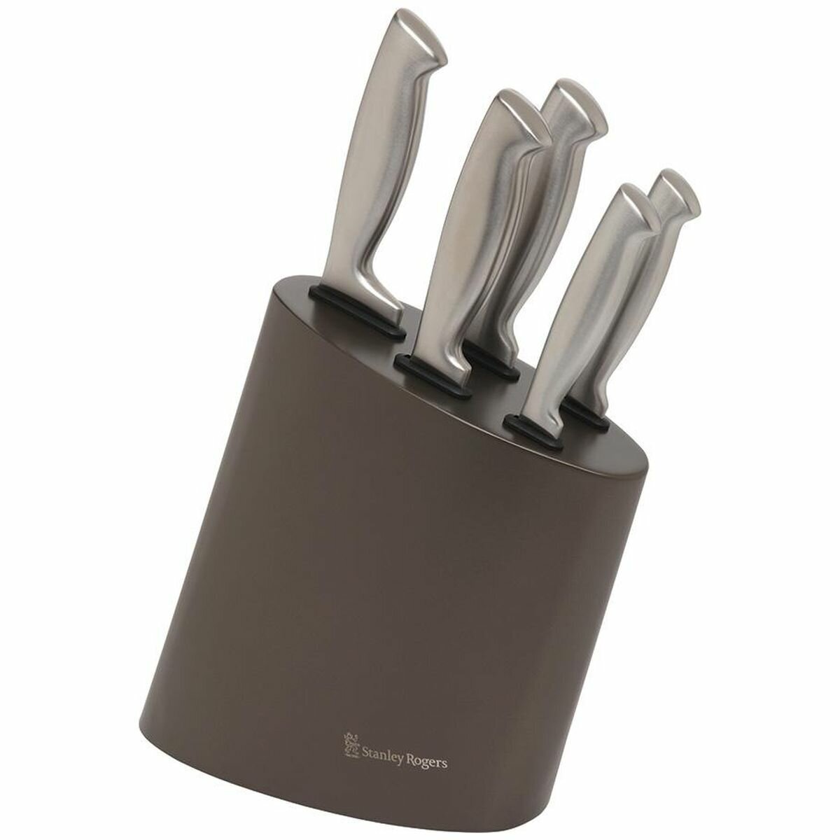 Stanley Rogers Modern Steel 6 Piece Knife Block Set - Metallic Mocha Finish Block - 41418