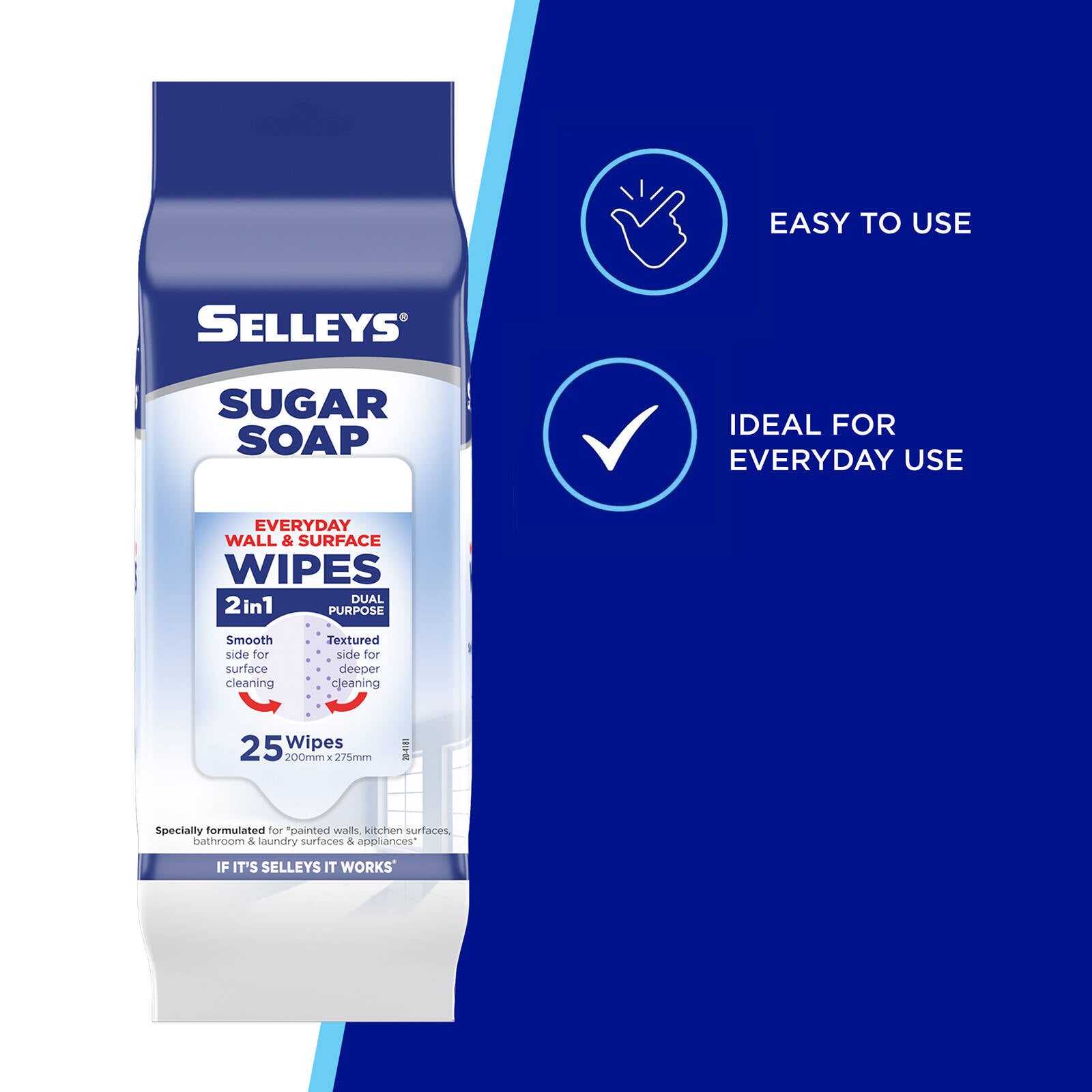 Selleys Sugar Soap Wall Cleaning Wipes 25 Pack, Indoor & Outdoor