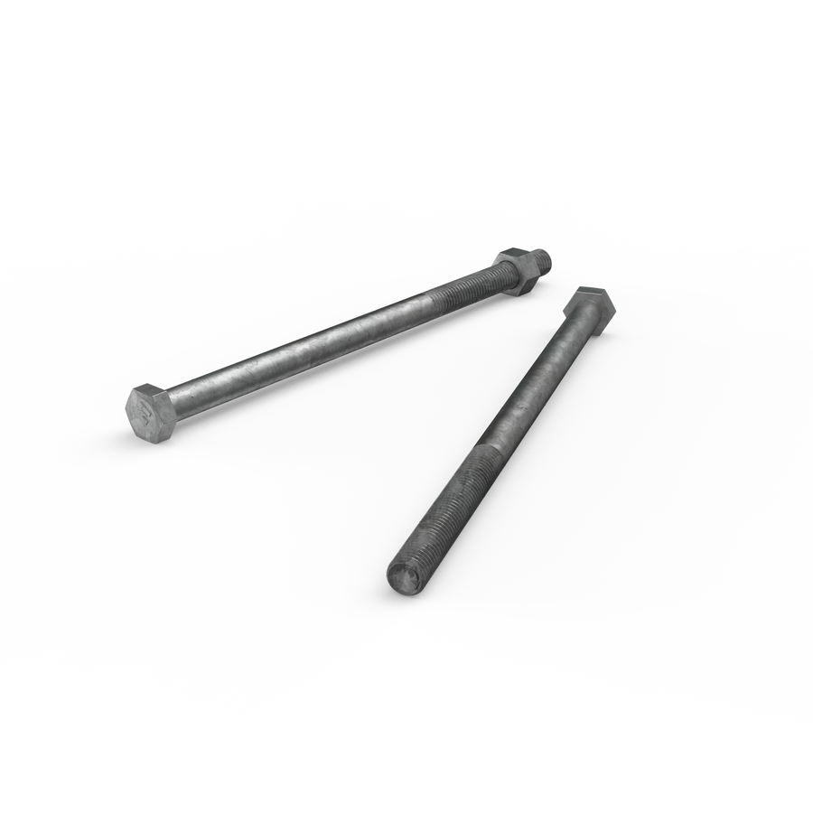 Zenith M12 x 220mm Hot Dip Galvanised Hex Head Bolt and Nut - 4.6 Grade Steel
