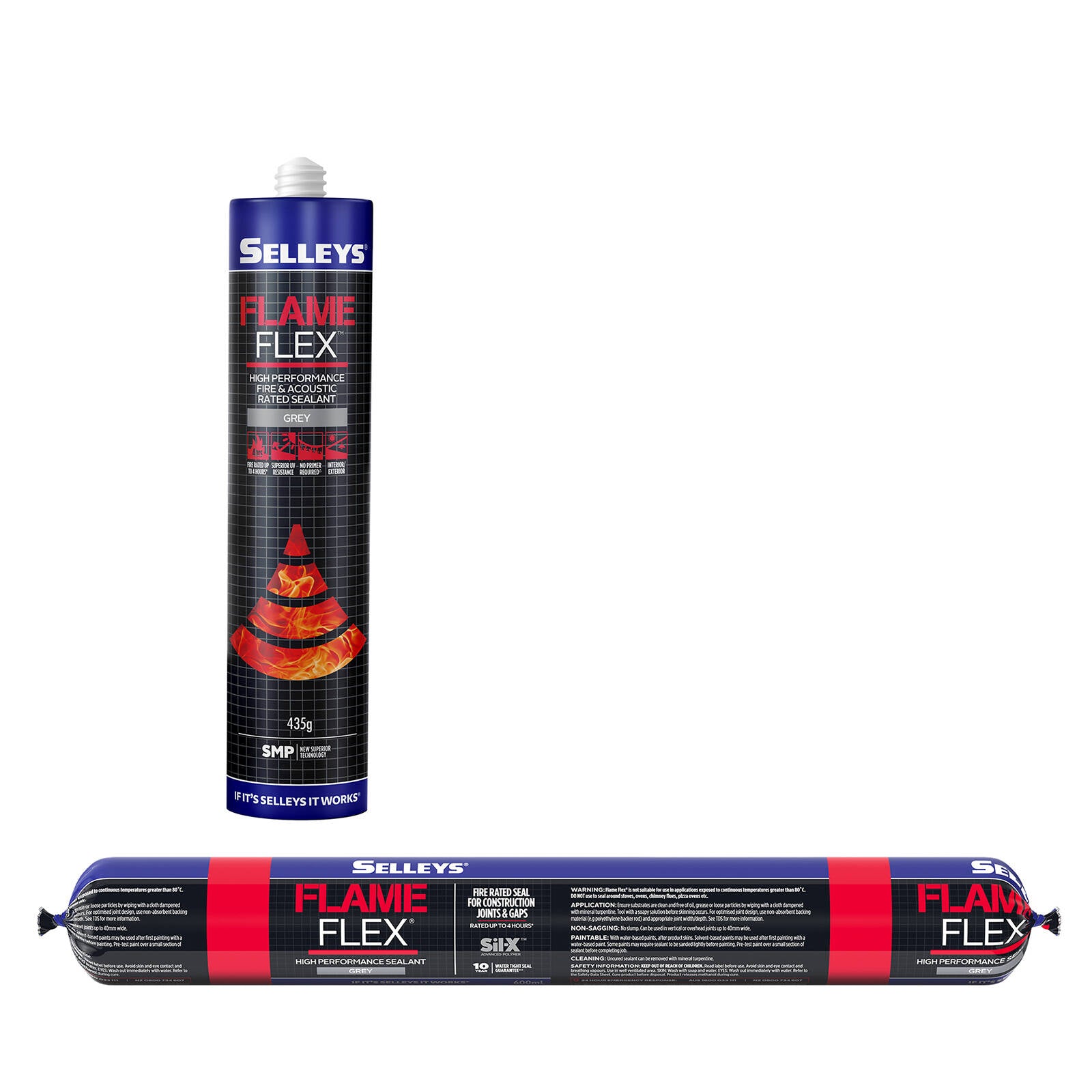 Selleys Flame Flex Fire & Acoustic Sealant 435g Grey - Sandable Silyl Modified Polymer