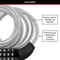 Master Lock 1.8m x 8mm Combination Bike Lock - Braided Steel, Vinyl Coated
