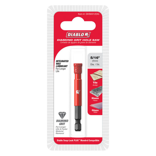 Diablo 5" Diamond Grit Hole Saw - 62mm - For Tile, Glass, Granite, Marble