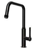 Gessi Pull Out Kitchen Mixer Tap - Black Metal Brushed, 360 Degree Spout, 5 Star WELS - 60053BMB