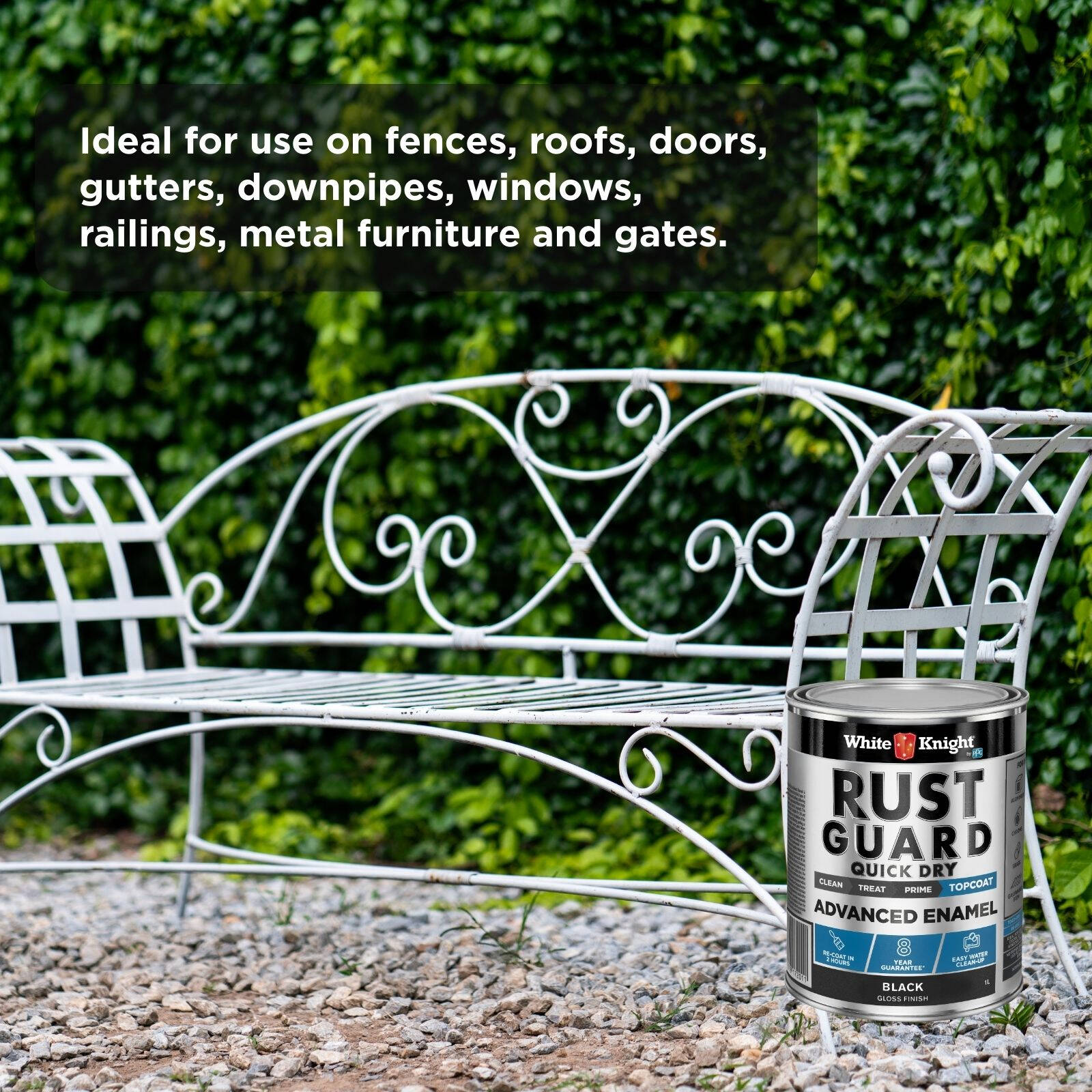 White Knight Rust Guard Quick Dry Enamel 1L Black Gloss