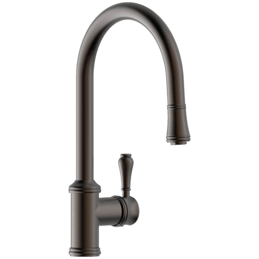 Armando Vicario Provincial Pull Out Kitchen Mixer Tap - Brushed Black Nickel, 5 Star WELS - 400674BBN-LF