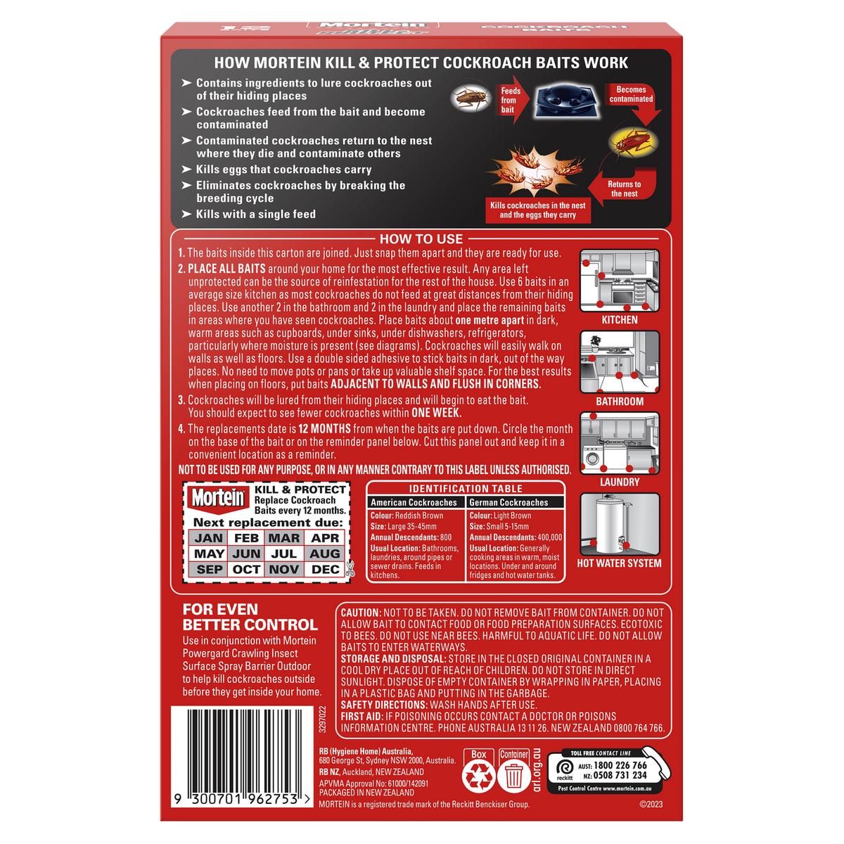 Mortein Kill and Protect Cockroach Baits 12 Pack - 145mm x 218mm - Black - Long-lasting Pest Control - SuperSaverAU - view 2