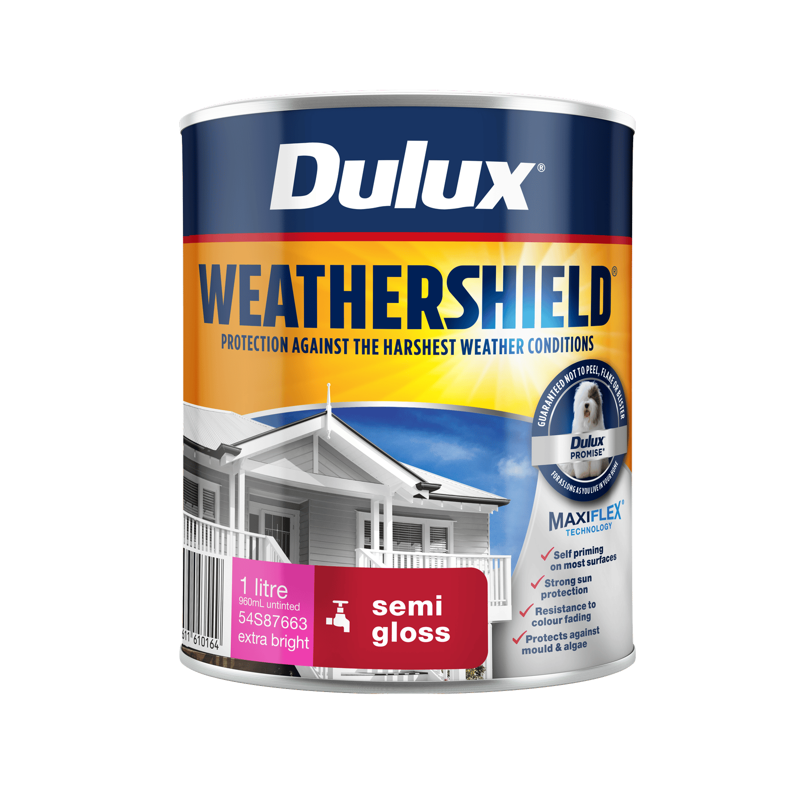 Dulux Weathershield 1L Extra Bright Semi Gloss Exterior Paint Tintable