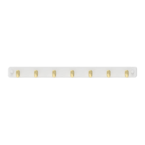 Mode 7 Brushed Brass Hook White Board Key Rack