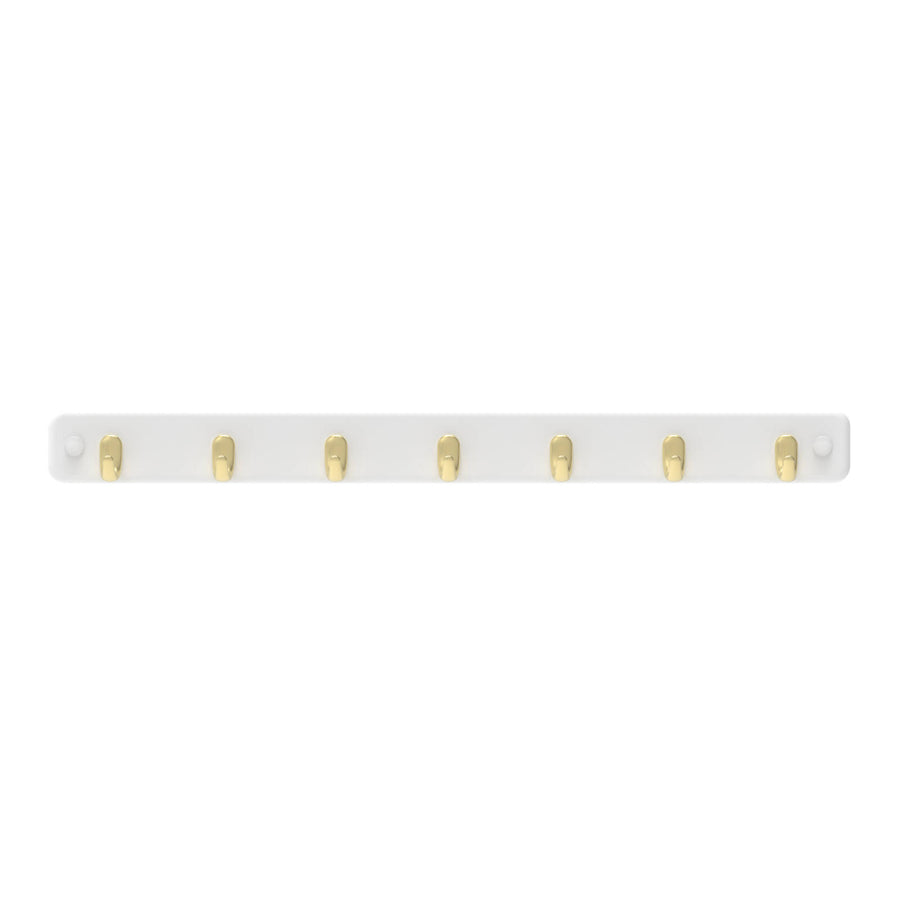 Mode 7 Brushed Brass Hook White Board Key Rack