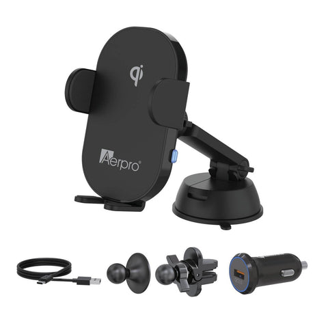 Aerpro Wireless Qi Charging Smartphone Holder Kit APWCAG1 - 15W - Black - Auto-Sensing Grip - Adjustable Foot Stand - SuperSaverAU - view 1
