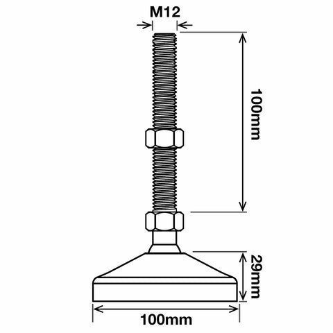 Richmond 100mm x M12 Zinc Plated Bolt Down Levelling Foot