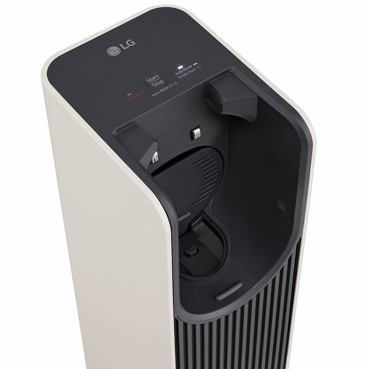LG CordZero stick vacuum cleaner - 220W suction, auto-emptying compact tower, beige - A9L-AIR