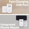 Arlec Power Adaptor with Integrated Phone Mount - Dual USB PD20W - Matt White - 55mm x 100mm x 70mm - SuperSaverAU - view 4