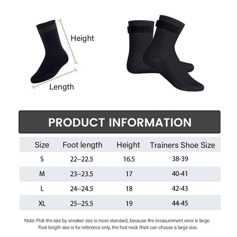 3mm Neoprene Wetsuit Socks - Black, Size M (AU 8-9, Foot 23-23.5cm) - view 5