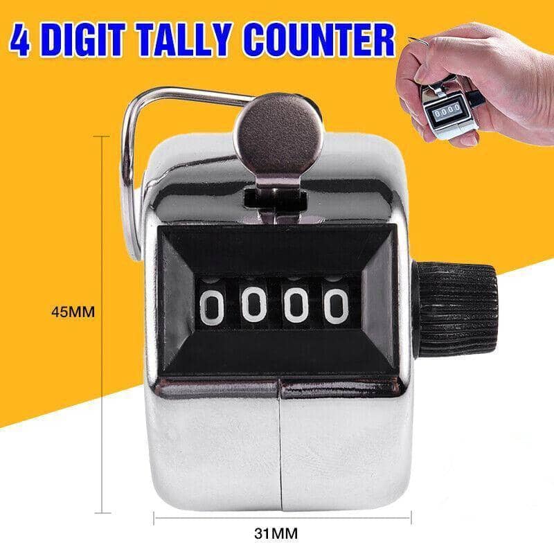 4-Digit Hand Held Tally Counter, Number Clicker for Sports and Inventory Counting