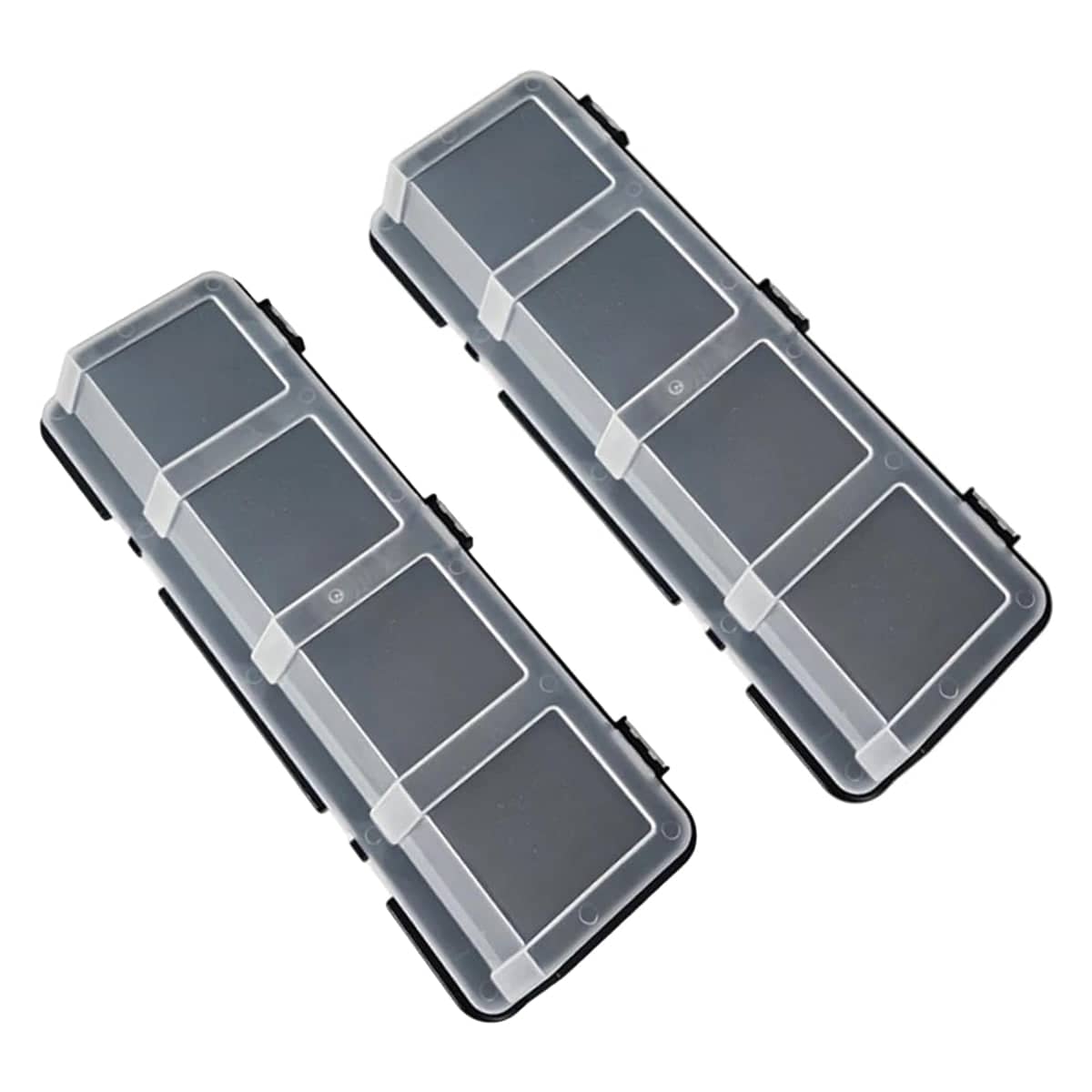 4-Grid Parts Storage Box with Lid, Pack of 2 - Black