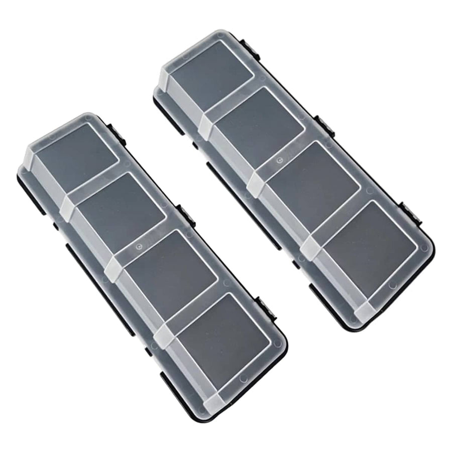 4-Grid Parts Storage Box with Lid, Pack of 2 - Black