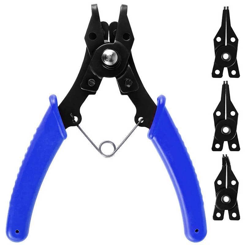 4-In-1 Circlip Plier Set with Snap Ring Heads - Blue