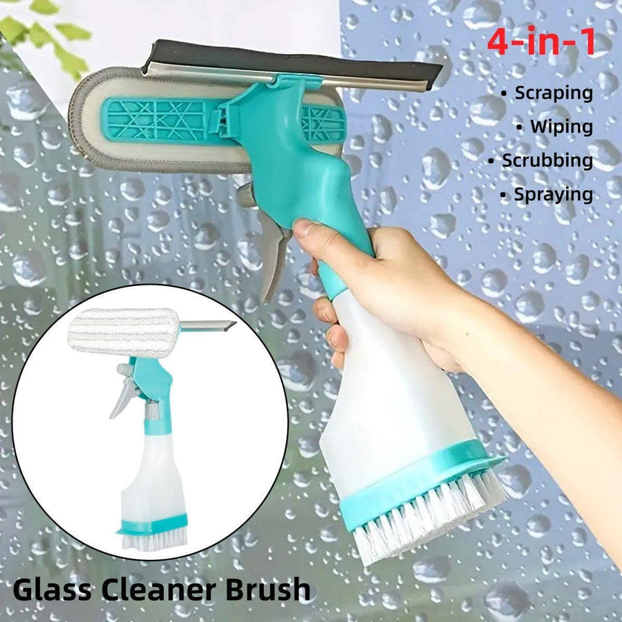 4-In-1 Window Cleaning Tool with Spray Bottle and Microfibre Head