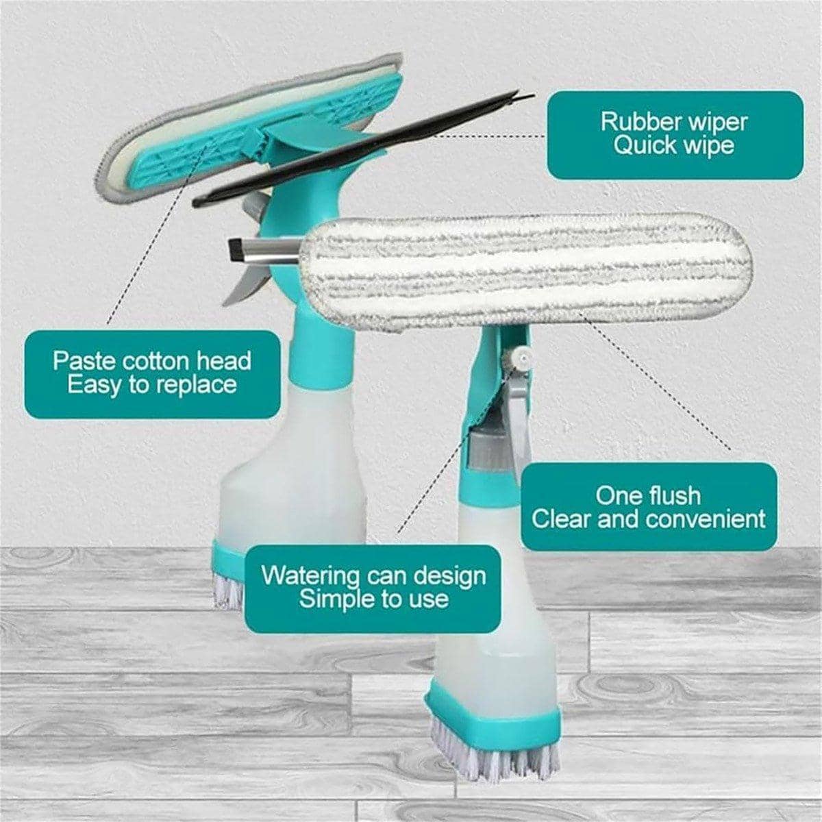 4-In-1 Window Cleaning Tool with Spray Bottle and Microfibre Head - view 4