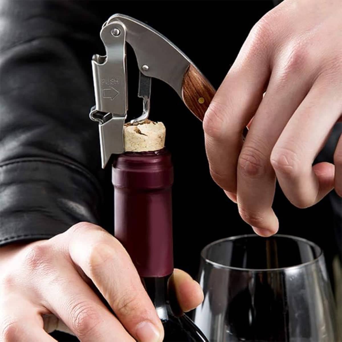 4-In-1 Wine Opener Corkscrew with Foil Cutter, Bottle Opener and Wine Stopper - view 5