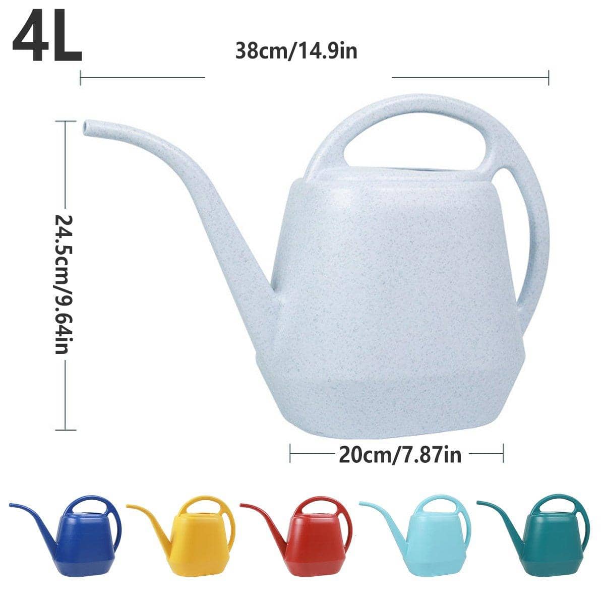 4 Litre Long Spout Watering Can with Double Handle - Teal - view 4