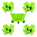 4-Petal 3D Stackable Flower Pot Planter with Wheeled Base - Green