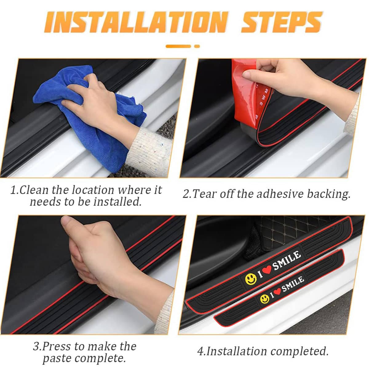 4 Piece Car Door Sill Protector Strips, Anti-Collision Scratch Guards - view 4