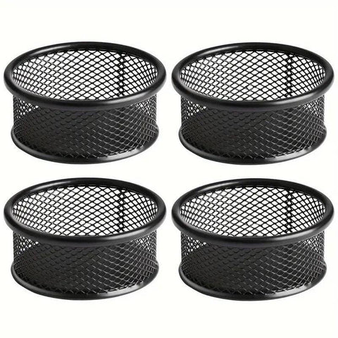 4 Piece Mesh Paper Clip Holder Set - Black