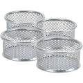 4 Piece Mesh Paper Clip Holder Set - Silver