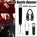 4 Piece Wine Bottle Opener Set - Black and Clear