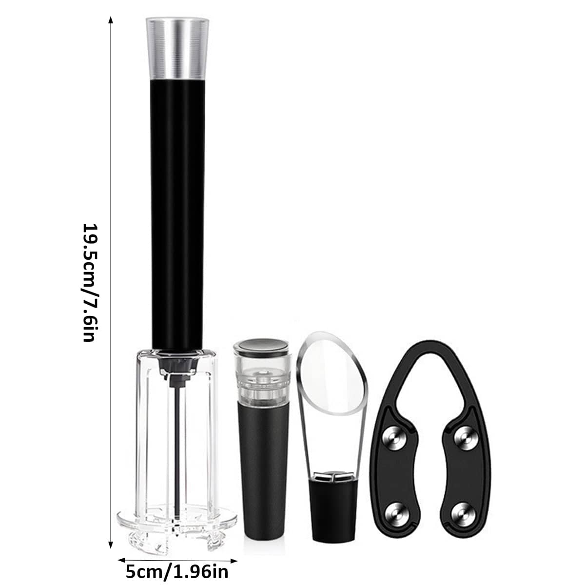 4 Piece Wine Bottle Opener Set - Black and Clear - view 3