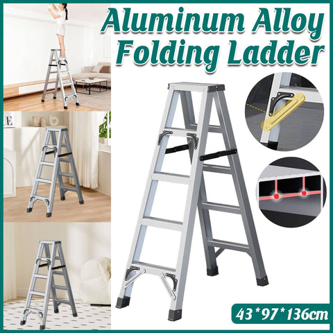 4 Step Folding Aluminium Alloy Ladder with Anti Slip Steps for Home, Kitchen and Garage