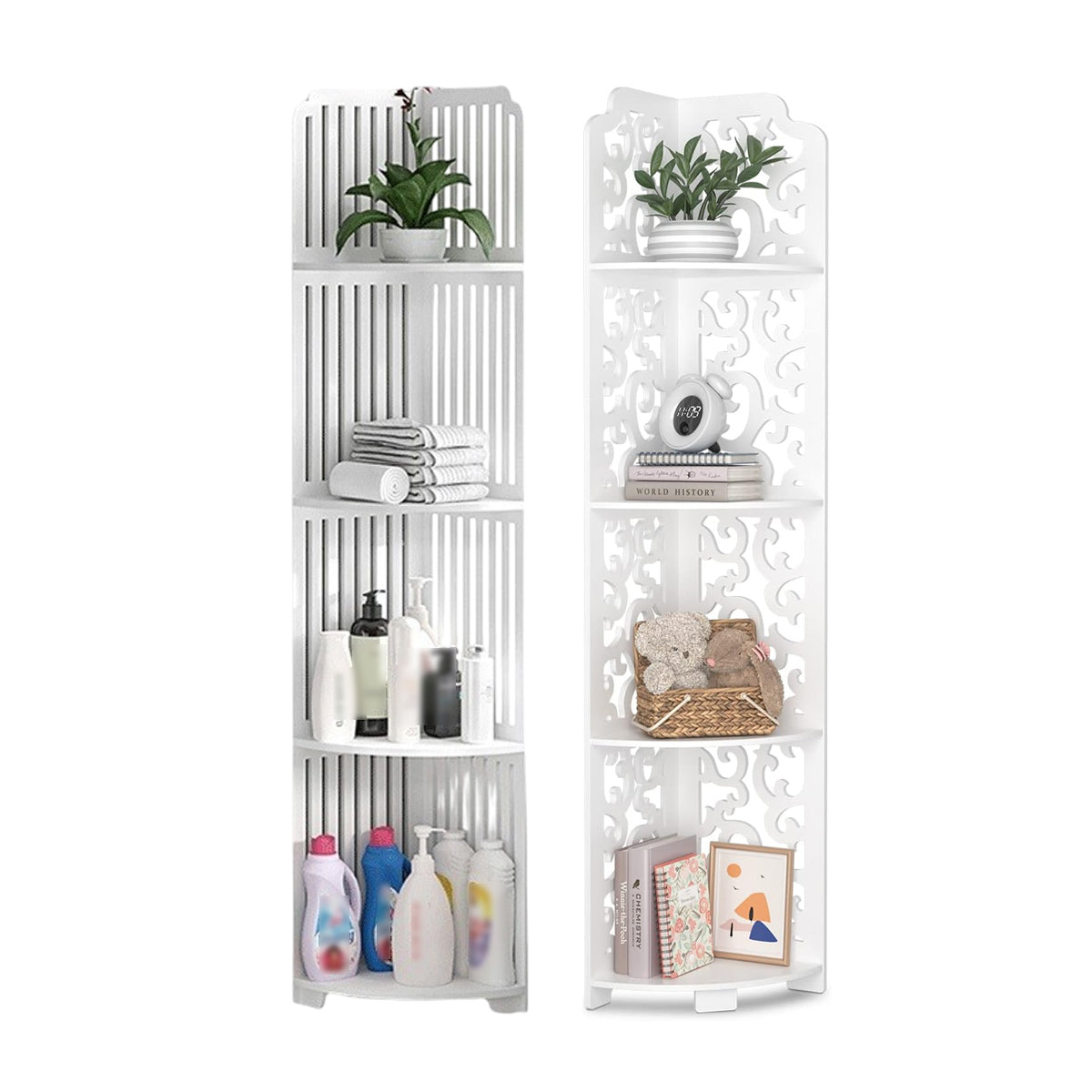 4-Tier Corner Shelf, Freestanding Storage Rack for Bathroom and Kitchen – Pattern - view 3