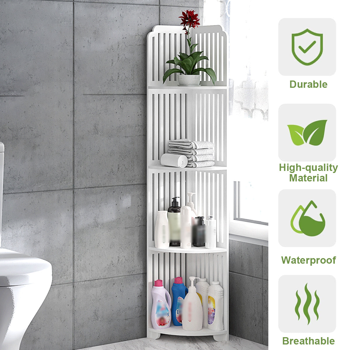 4-Tier Corner Shelf, Freestanding Storage Rack for Bathroom and Kitchen – Pattern - view 7