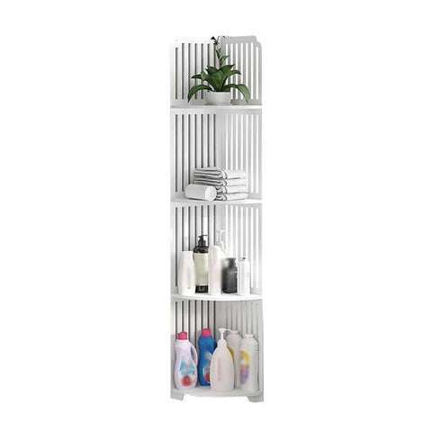 4-Tier Corner Shelf, Freestanding Storage Rack for Bathroom and Kitchen - Striped