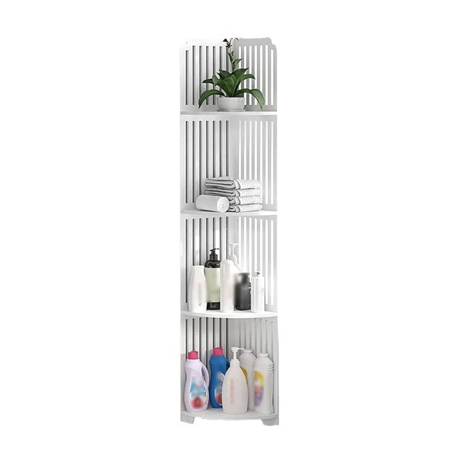 4-Tier Corner Shelf, Freestanding Storage Rack for Bathroom and Kitchen - Striped
