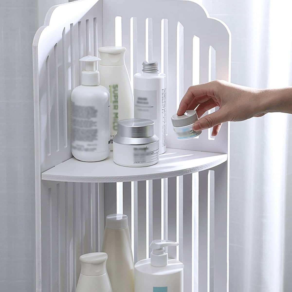 4-Tier Corner Shelf, Freestanding Storage Rack for Bathroom and Kitchen - Striped - view 5