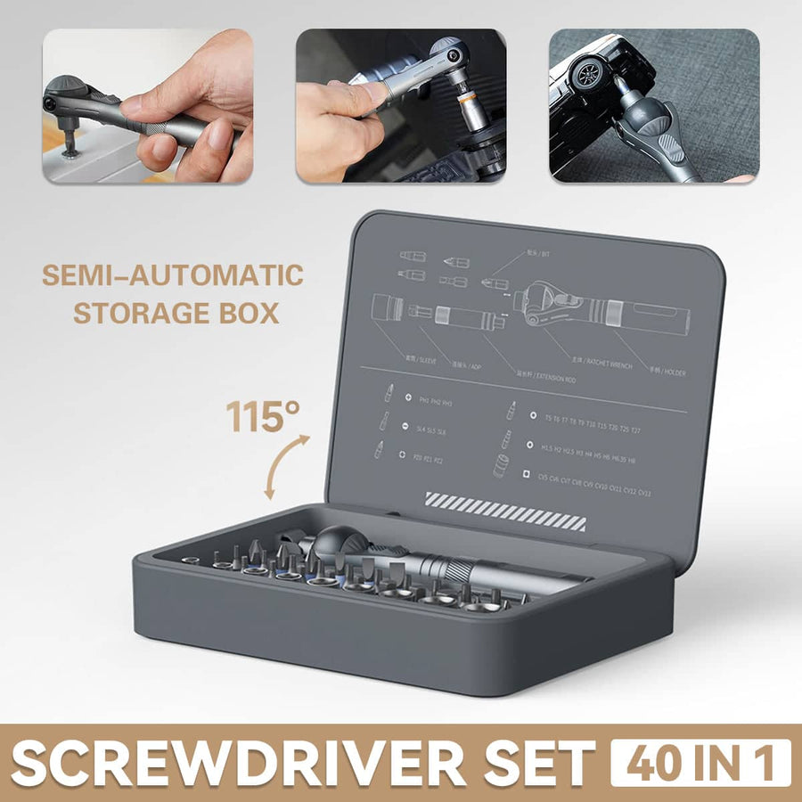 40-In-1 Ratchet Screwdriver Set with Storage Case for Auto and Home Repair