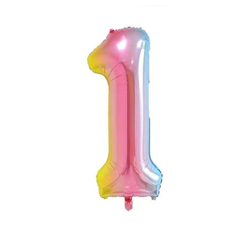 40 Inch Foil Number Balloon, 100cm Super Large - Rainbow 1