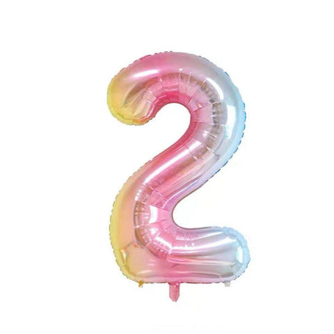 40 Inch Foil Number Balloon, 100cm Super Large - Rainbow 2